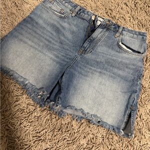Forever 21 Blue Frayed Jean Shorts